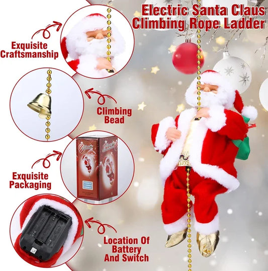 (🔥2023 BEST GIFT TO FAMILY🔥)Electric Chimney Climbing Santa Claus Musical Toys
